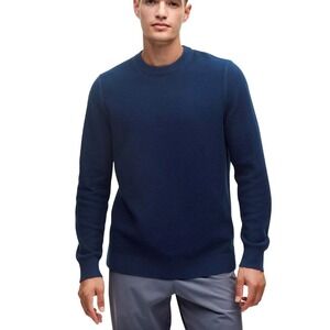 Lululemon Textured Knit Crewneck Sweater Heathered Classic Navy M3DQBS Mens